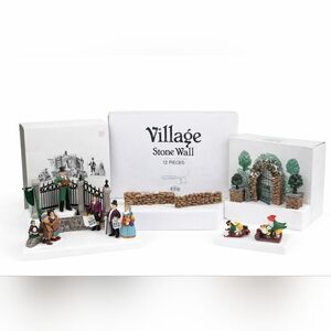 Department 56 Christmas Village Lot Stone Wall Gate Figures Sledders Accessories